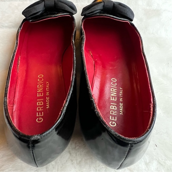 Enrico Gerbi Italian patent leather pointed toe flats Sz 9 BLACK w/bow - Picture 12 of 14